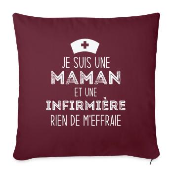 Je suis une maman et une infirmière - Housse de coussin décorative 45 x 45 cm - bordeaux - Devant