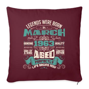 March 1963 | birthday gift - Housse de coussin décorative 45 x 45 cm - bordeaux - Devant