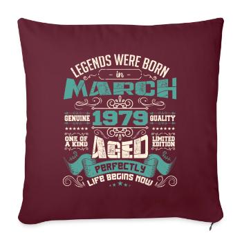 March 1979 | birthday gift - Housse de coussin décorative 45 x 45 cm - bordeaux - Devant