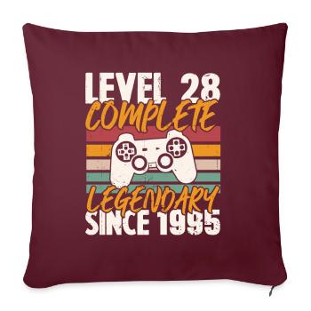 Cadeau d'anniversaire, Niveau 28 complete 1995 - Housse de coussin décorative 45 x 45 cm - bordeaux - Devant