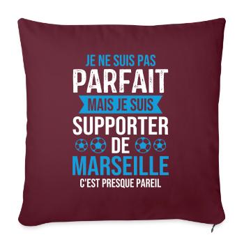Je suis supporter de Marseille - Housse de coussin décorative 45 x 45 cm - bordeaux - Devant