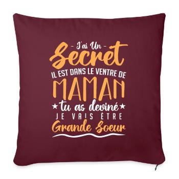 j'ai un secret il est dans le ventre de maman - Housse de coussin décorative 45 x 45 cm - bordeaux - Devant