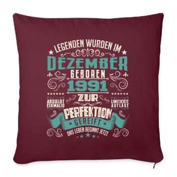 Legenden werden geboren im Dezember 1991 - Housse de coussin décorative 45 x 45 cm - bordeaux - Devant