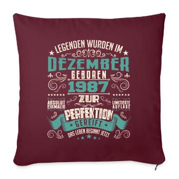Legenden werden geboren im Dezember 1987 - Housse de coussin décorative 45 x 45 cm - bordeaux - Devant