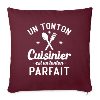 Un tonton cuisinier est un tonton parfait - Housse de coussin décorative 45 x 45 cm - bordeaux - Devant