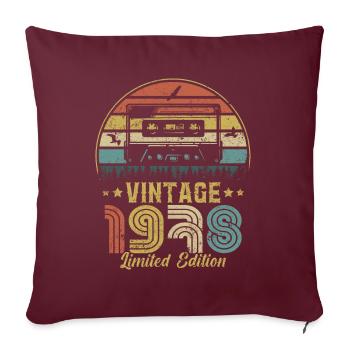Cassette vintage 1978 - Housse de coussin décorative 45 x 45 cm - bordeaux - Devant
