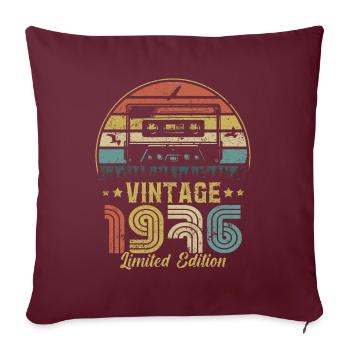 Cassette vintage 1976 - Housse de coussin décorative 45 x 45 cm - bordeaux - Devant
