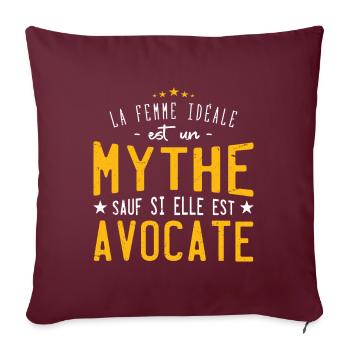 Avocate idéale mythe cadeau noël - Housse de coussin décorative 45 x 45 cm - bordeaux - Devant