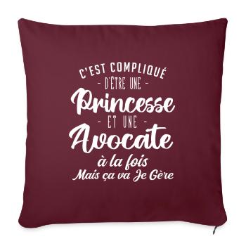 C'EST COMPLIQUE D'ETRE PRINCESSE ET AVOCATE - Housse de coussin décorative 45 x 45 cm - bordeaux - Devant