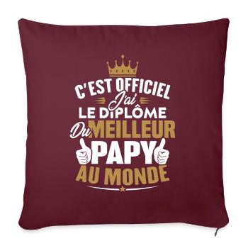 Meilleur papy au monde - Housse de coussin décorative 45 x 45 cm - bordeaux - Devant