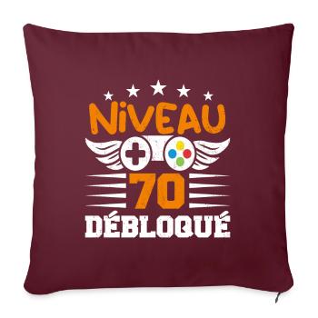 Niveau 70 débloqué - idée cadeau anniversaire - Housse de coussin décorative 45 x 45 cm - bordeaux - Devant
