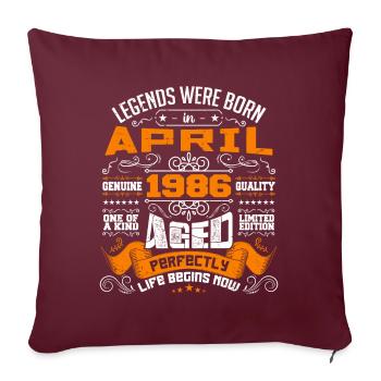 Legends Were Born In April 1986 | vintage - Housse de coussin décorative 45 x 45 cm - bordeaux - Devant
