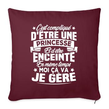 Une Princesse et Enceinte - Housse de coussin décorative 45 x 45 cm - bordeaux - Devant