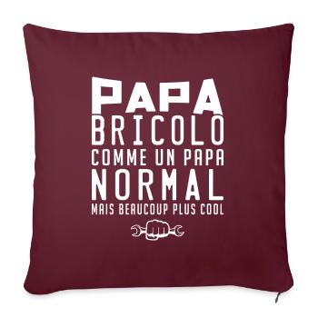 Papa bricolo | père bricoleur - Housse de coussin décorative 45 x 45 cm - bordeaux - Devant