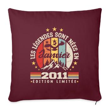 les légendes sont nées en 2011 janvier | cadeau - Housse de coussin décorative 45 x 45 cm - bordeaux - Devant