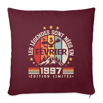les légendes sont née en Février 1997 - Housse de coussin décorative 45 x 45 cm - bordeaux - Devant