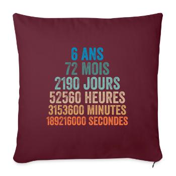 6 Ans Anniversaire - cadeau d'anniversaire - Housse de coussin décorative 45 x 45 cm - bordeaux - Devant