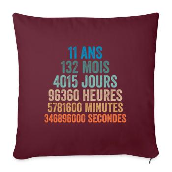 11 Ans Anniversaire - cadeau d'anniversaire - Housse de coussin décorative 45 x 45 cm - bordeaux - Devant