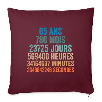 65 Ans Anniversaire - cadeau d'anniversaire - Housse de coussin décorative 45 x 45 cm - bordeaux - Devant