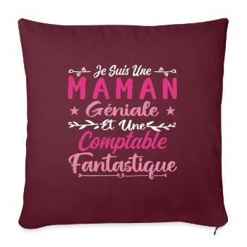 Je Suis Une Maman Géniale Et Une Comptable Fantast - Housse de coussin décorative 45 x 45 cm - bordeaux - Devant