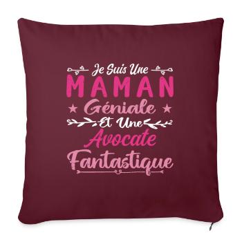 Une Maman Géniale Et Une Avocate Fantastique - Housse de coussin décorative 45 x 45 cm - bordeaux - Devant