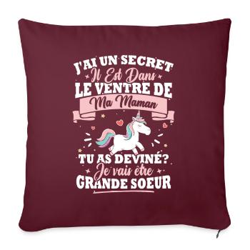 Humour cadeau je vais être grande soeur - Housse de coussin décorative 45 x 45 cm - bordeaux - Devant