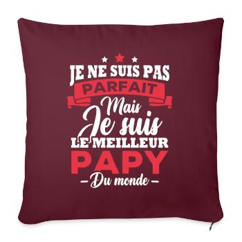 Pas parfait mais le meilleur papy du monde - Housse de coussin décorative 45 x 45 cm - bordeaux - Devant