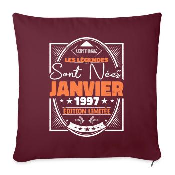 Janvier 1997 | Vintage Anniversaire 1997 Rétro - Housse de coussin décorative 45 x 45 cm - bordeaux - Devant