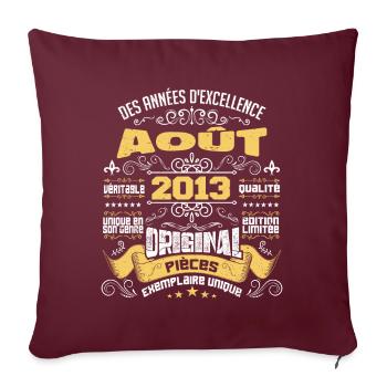 Les légendes sont nées en Août 2013 | vintage - Housse de coussin décorative 45 x 45 cm - bordeaux - Devant