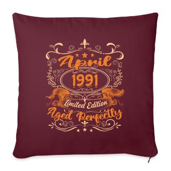 Anniversaire Vintage Idée Cadeau Avril 1991 - Housse de coussin décorative 45 x 45 cm - bordeaux - Devant