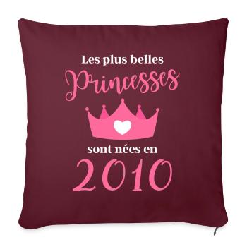 Les plus belles princesses sont nées en 2010 - Housse de coussin décorative 45 x 45 cm - bordeaux - Devant