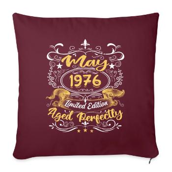 Mai 1976 -Vintage Cadeau d'anniversaire - 1976 - Housse de coussin décorative 45 x 45 cm - bordeaux - Devant