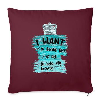 I want to break free it all to ride my bicycle - Housse de coussin décorative 45 x 45 cm - bordeaux - Devant