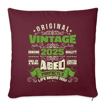 Anniversaire vintage 2025 - Rétro Cadeau - Housse de coussin décorative 45 x 45 cm - bordeaux - Devant