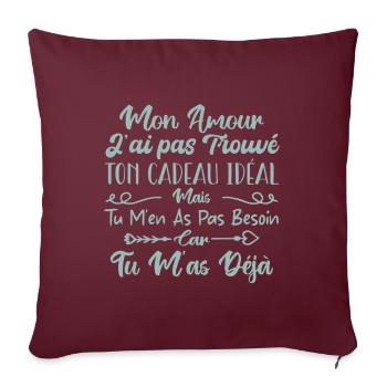 Mon Amour Saint Valentin Amour Couple Humour - Housse de coussin décorative 45 x 45 cm - bordeaux - Devant