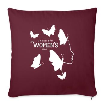 8 Mars Journée Internationale De La Femme | 8 Mars - Housse de coussin décorative 45 x 45 cm - bordeaux - Devant