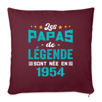 Les Papas De Légende Née En 1954 | Fête Des Pères - Housse de coussin décorative 45 x 45 cm - bordeaux - Devant