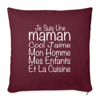 Maman Cool J'aime Mon Homme Et La Cuisine - Housse de coussin décorative 45 x 45 cm - bordeaux - Devant