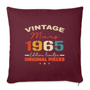 Mars 1965 anniversaire 1965 légendes Mars - Housse de coussin décorative 45 x 45 cm - bordeaux - Devant