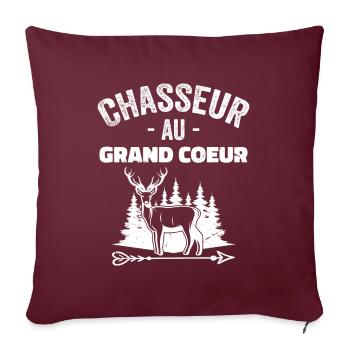 Chasseur Au Grand Coeur | Cadeau Meilleur Chasseur - Housse de coussin décorative 45 x 45 cm - bordeaux - Devant