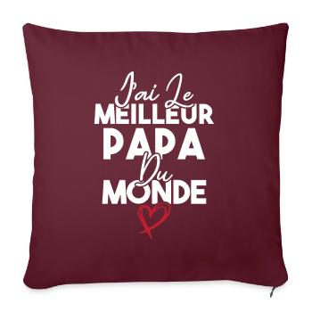 J ai le meilleur papa du monde - Housse de coussin décorative 45 x 45 cm - bordeaux - Devant