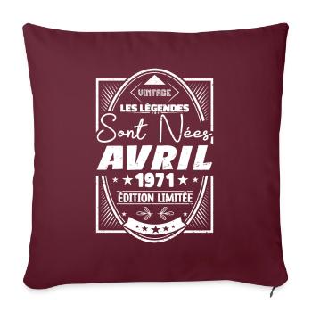 Avril 1971 - Housse de coussin décorative 45 x 45 cm - bordeaux - Devant