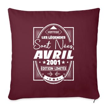 Avril 2001 - Housse de coussin décorative 45 x 45 cm - bordeaux - Devant