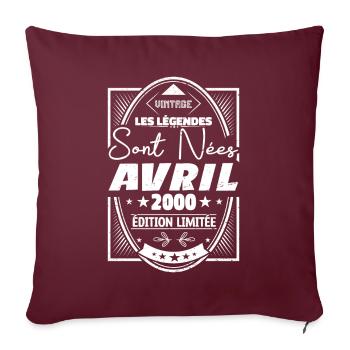 Avril 2000 - Housse de coussin décorative 45 x 45 cm - bordeaux - Devant