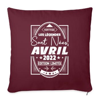 Avril 2022 - Housse de coussin décorative 45 x 45 cm - bordeaux - Devant