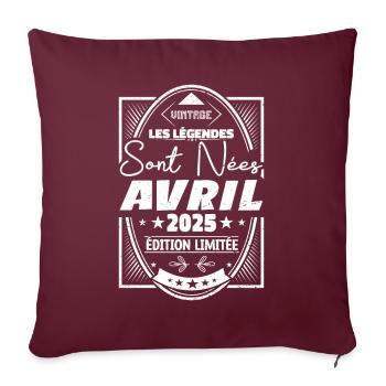 Avril 2025 - Housse de coussin décorative 45 x 45 cm - bordeaux - Devant