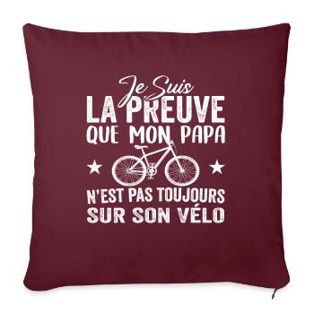 Papa cycliste cyclisme Bébé Nourrisson Naissance - Housse de coussin décorative 45 x 45 cm - bordeaux - Devant