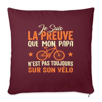Papa cycliste cyclisme Bébé Nourrisson Naissance - Housse de coussin décorative 45 x 45 cm - bordeaux - Devant