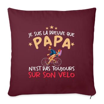 Papa cycliste cyclisme Bébé Nourrisson Naissance - Housse de coussin décorative 45 x 45 cm - bordeaux - Devant