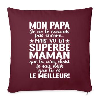 Annonce grossesse Cadeau Futur Papa Future Maman - Housse de coussin décorative 45 x 45 cm - bordeaux - Devant